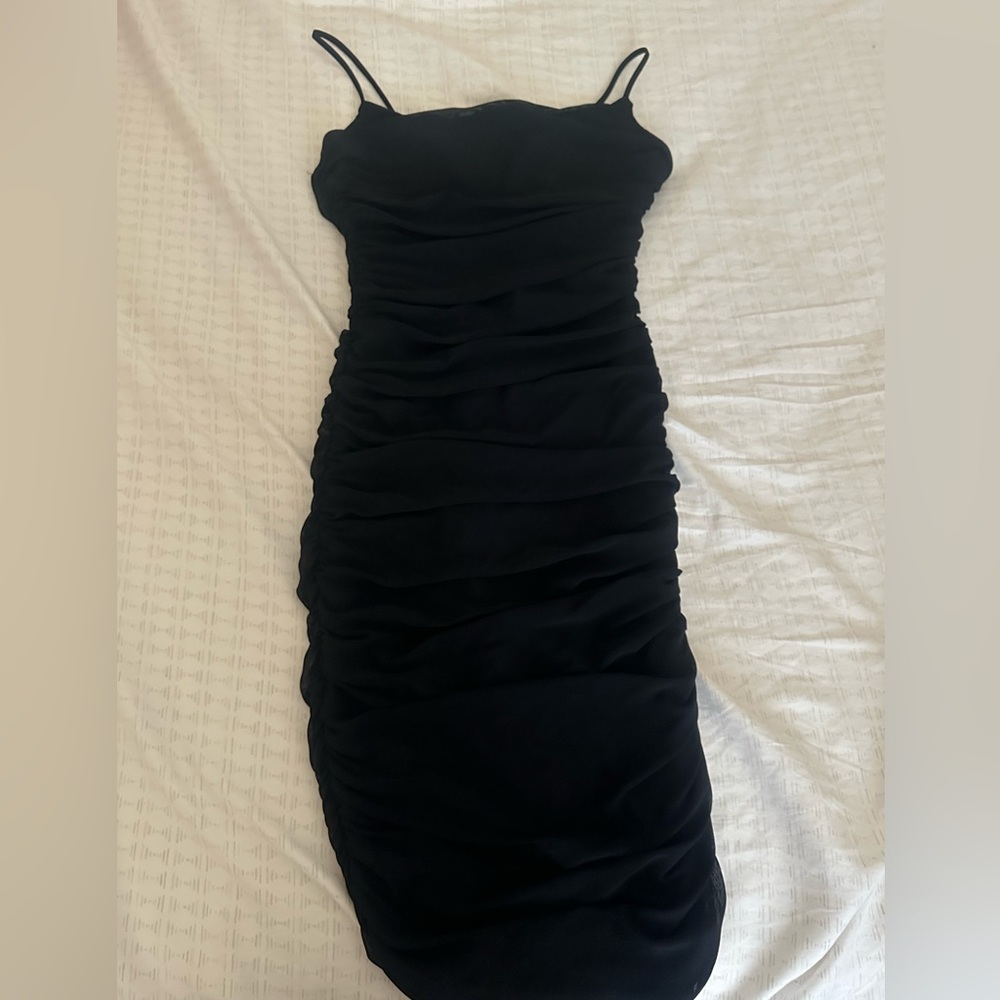 Black criss-cross back bodycon dress